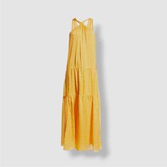 Beautiful Brand New Tired Maxi Dress By Frame Sz Medium Silk Maxi Dress For Day Out, Chic Silk Tiered Maxi Dress, Chic Silk Maxi Dress For Day Out, Summer Tiered Silk Maxi Dress, Chic Tiered Silk Maxi Dress, Summer Silk Tiered Maxi Dress, Elegant Yellow Tiered Maxi Dress, Chic Yellow Tiered Maxi Dress, Yellow Flowy Maxi Dress Floor-length