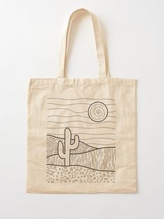 Diy Stamps, Cactus Illustration, Sacs Tote Bags, Landscape Modern, Aesthetic Bags