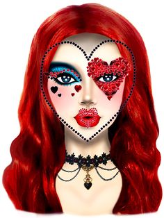 Queen Adhesive Face Jewels Sticker Red Queen Costume, Harlequin Costume, Heart Costume, Queen Of Hearts Costume, Royal Beauty, Face Gems, Face Jewels, Queen Costume, Heart Face