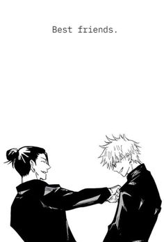 two people in black and white holding hands with the words best friends above them,