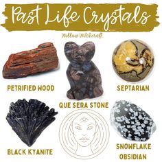 the different types of crystals are shown in this poster