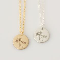 "Personalized Birth Flower Necklace, choose from 12 different flowers including Poppy, Rose, and Daisy! It's great for layering, a wonderful minimalist piece, perfect gift for your wife, girlfriend, Mother's day gift for mom, grandma, friend, stepmom or simply to treat yourself! Engraved and hand assembled with care and love, it comes in 14k gold fill, rose gold fill, or sterling silver. HOW - TO - ORDER 1. Select your options from the drop down menu see photo for font styles and symbol options Botanical Flower Necklace For Mother's Day, Flower Charm Necklace For Bridesmaid Gift, Flower Shaped Necklaces For Bridesmaid Gift And Mother's Day, Flower Necklace For Bridesmaids And Mother's Day, Flower Shaped Necklaces For Bridesmaids And Mother's Day, Delicate Flower Necklace For Mother's Day, Birth Flower Charm Necklaces, Handmade Flower Charm Necklaces For Mother's Day, April Birth Flower