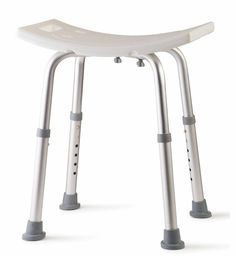 a white and gray stool with wheels on it