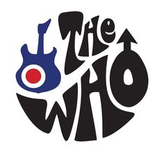 the who logo with an arrow and guitar