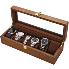 PRICES MAY VARY. 【Quality Guarantee】Made of quality composite wood. This luxury wooden box for watches has plenty of space between the lid and cushions to accommodate watches . 【Overall Dimensions】 12.40"L x 4.33"W x 3.15"H. There is plenty of space between the lid and cushions to accommodate different size watches (30mm-50mm). Each watch cushion holds a small or large watch neatly in place 【Real Glass Lid】 Your watches and jewlery will be protected well from dust and scratching for the transpar Luxury Wooden Boxes, Wood Watch Box, Wooden Watch Box, Watch Display Case, Watch Organizer, Organizer Jewelry, Watch Holder, Watch Display, Wooden Watch