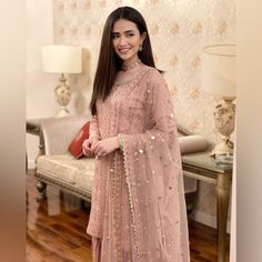 Original Faiza Saqlain Designer Outfit. Size Medium. Color Is Pink. It Is An Original Outfit In Pristine Condition. Wore It Once For 3 Hours And Since Then Its Been Sitting In My Closet. Originally Paid $375 For It To Get Shipped To Usa. Selling For Much Less. All Reasonable Offers Welcome Next Business Day Shipping Final Sale Faiza Saqlain, Sana Javed, Western Girl Outfits, Designer Outfit, Simple Gowns, Casual Indian Fashion, Bridal Dress Design, Stylish Dress Book, Pakistani Dress Design