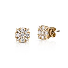 These sophisticated diamond cluster stud earrings are comprised of 1.06 total carats of baguette and round brilliant cut diamonds set in 14 karat yellow gold. The diamonds are H-I color and VS1 clarity. Reference Code: 34822 Shop other beautiful pieces in our Earring Collection.For inquiries on the piece please contact: boutique@shsilver.com Classic Cluster Earrings With Baguette Diamonds, Luxury Diamond Cluster Earrings With Baguette Diamonds, Fine Jewelry Cluster Earrings With Baguette Diamonds For Anniversary, Classic Baguette Diamond Cluster Earrings For Anniversary, Diamond Pendants Designs, Diamond Pendants, Earring Collection, Pendant Design, Diamond Jewellery