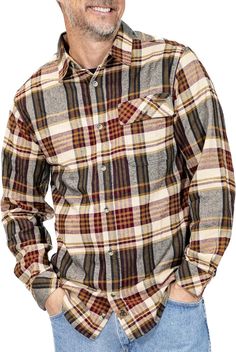 Legendary Whitetails Men's Buck Camp Flannel, Long Sleeve Plaid Button Down Casual Shirt, Corduroy Cuffs Flannel Friday, Men's Formal Style, Mens Flannel Shirt, Men's Casual Style, Wool Shirt, Mens Flannel, Mens Fashion Classy, Long Sleeve Plaid Shirt, Mens Plaid