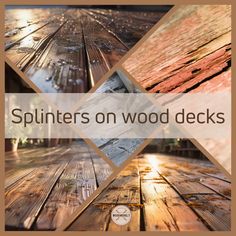 the cover of splinterers on wood decks is shown in four different colors and sizes