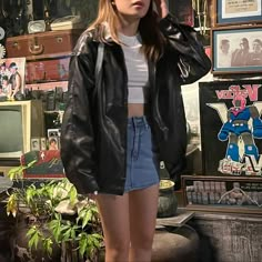 Downtown Outfits, Leather Jacket Outfits, 가을 패션, Outfit Inspo Fall, Black Leather Jacket, Casual Style Outfits, Outfits Casuales