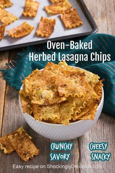 oven baked herbed lasagna chips in a bowl