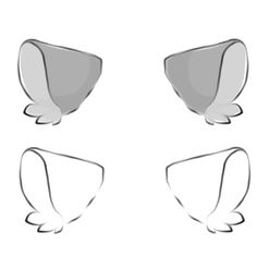 three different shapes of wings on a white background