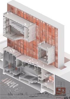 an architectural drawing of a building made out of shipping containers