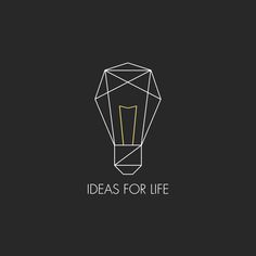 a light bulb with the words ideas for life written in white on a black background