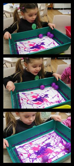 two pictures show the process of making an art project