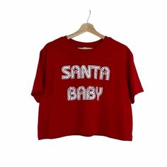 Santa Baby Red Cropped Tee Size Xl New Without Tags #Christmas #Elf #Holidaysweater Baby Red, Santa Baby, Cropped Tee, Holiday Sweater, Christmas Elf, Crop Tee, Lady In Red, Elf, Womens Tops