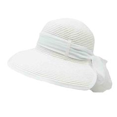 Backless sun hat with 4" wide brim that disappears toward back. Ribbon bound brim. Silky scarf tie with long bow in back. Adjustable drawstring inside to reduce size. One size. UPF 50+ sun protection hat. 100% paper straw. Hat With Scarf, Long Bow, Navy Ribbon, Sun Protection Hat, Sun Hats For Women, Scarf Tying, Silky Scarf, Chiffon Scarf, Paper Straws