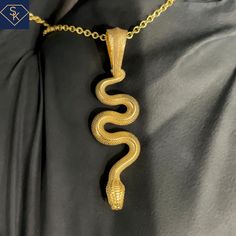 14K Solid Gold Shinny Snake Pendant – SK Custom Jewelry Slithering Snake, Snake Pendant, California Style, Solid Yellow, Ring Gift, Pendant Necklaces, Custom Jewelry, Solid Gold, Jewelry Necklace Pendant