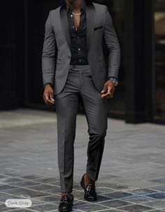 Alex Costa Suit, Man Formal Style Classy, Grey Suit Black Shirt, Masculine Contemporary, Grooms Outfits, Men Formal Outfit, Db Cooper, All Black Suit, Black Men Fashion Urban