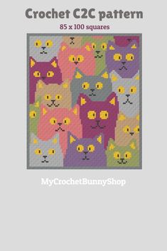 a cross stitch pattern with cats on it, and the words crochet c2c