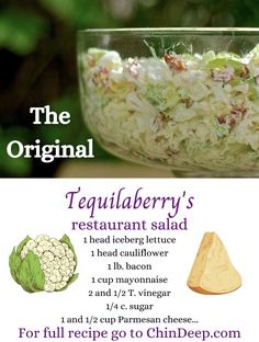 the original tequitaberry's restaurant salad recipe is shown in this ad