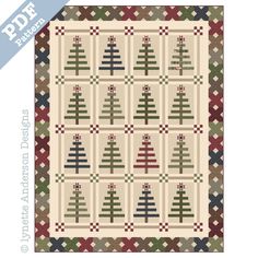 a christmas tree quilt pattern on a white background