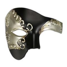 PRICES MAY VARY. Package Includes: 1 Pack vintage half face men's phantom of the opera masquerade masks. Comfortable, Lightweight, Universal-fitting design. Size of the Masks: W 14 cm * H 17 cm/6.7’’*5.5''. One size fit Most. The eye holes are perfect sized and comfortable. Quality Material: Phantom of The Opera Half Face Masks are made of 100% high quality eco-friendly light-weight hard plastic. No flaking of paint, no messy excess glue residue, and no discoloration. Comfortable Design: This Ma Black Formal Masquerade Mask For Halloween, Black Venetian Masks And Prosthetics For Theater, Silver Gothic Mask For Costume Party, Gothic Silver Mask For Costume Party, Gothic Silver Mask For Masquerade, Silver Gothic Mask For Masquerade, Silver Gothic Masks For Halloween, Silver Masquerade Mask For Theater And Carnival, Silver Costume Masks For Halloween