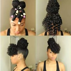 Flexi Rod Natural Hair, Protective Style Braids, Perm Rod Set, Braided Bun Hairstyles, Curly Hair Updo, Bun Hairstyle