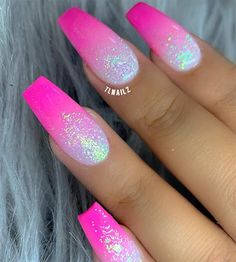 Pink And White Ombre Nails, White Ombre Nails, Pink And White Ombre, Ombre Acrylic, Barbie Nails, Trending Nails