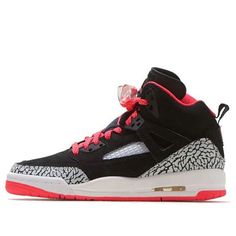 (GS) Air Jordan Spizike 'Black Red Gray' 535712-064 (SNKR/Retro/High Top/Basketball) Black Retro Round Toe Skate Shoes, Black Throwback Skate Shoes With Round Toe, Black Throwback Round Toe Skate Shoes, Throwback Black Round Toe Skate Shoes, Throwback Black Skate Shoes, Throwback Red Sneakers With Round Toe, Red Throwback Sneakers With Round Toe, Red High-top Breathable Skate Shoes, Red Breathable High-top Skate Shoes