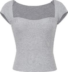 Ribbed Square Neck Short Sleeve T-Shirt - HouseofHalley Tshirts Online, Shirt Online, Square Neck, Online Store, T Shirts, Collage, Square, Grey, T Shirt