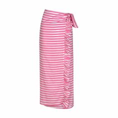 A sarong is the best accessory for your days at the pool or beach. And takes up zero room in your suitcase when you're packing for your beach vacation! Breezy, comfortable, and versatile our Duval Stripe Sandy Sarong can be worn tied around the waist or even tied around the neck as a dress. With thin pink and white stripes and a stunning ruffle, you'll be sure to make a statement on your day by the water. Monogram Timeline: Please note the monogram process takes up to one week prior to shipment. Coverup Swimsuit, Grey Hall, Park Designs, Pink And White Stripes, Women's Cover Up, Skirted Swimwear, Sarong, Sweater Blouse, Matching Dresses