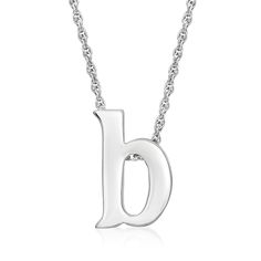 Ross-Simons - "A"- Sterling Silver Lowercase Initial Necklace. 18". Our gleaming lowercase "a" initial necklace serves as a personal gift for someone special and the perfect way to express yourself! Crafted of polished sterling silver. Suspends from a rope chain. Springring clasp, sterling silver lowercase initial necklace. T Initial Necklace, L Initial Necklace, A Initial Necklace, Lowercase A, Rope Chain, Initial Necklace, Personalized Gifts, Initials, Fine Jewelry