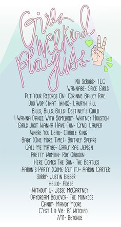 a poster with the words give peace and playlist written in pink ink on a blue background