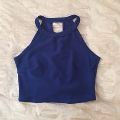 Nwt. Cobalt Blue High Neck Crop Top. Size Fits Like A Us Medium (6) But Is A European 10. Blue Fitted Halter Neck Crop Top, Blue Casual Crop Top For Night Out, Casual Blue Crop Top For Night Out, High Neck Crop Top, Blue Crop Top, Blue Crop Tops, Neck Crop Top, Cobalt Blue, Cobalt