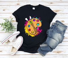 "* All shirts are unisex. * Product measurements may vary by up to 2 inches. * All Designs are originally made by myself or my team.  Painter shirt with the quote \"\" is a fun gift for men and women!  To see more designs of your topic Painter you can search & find them in the store:   https://www.etsy.com/shop/Retailorie  You find there also an announcement if the shipping & production times change :) palette shirt,painter shirt,painting shirt,paint shirt,artist shirt,art shirt,gifts for painters,artist gifts,painter t shirt,drawing shirt,gifts for art lovers,art teacher shirt," Multicolor Pre-shrunk Graphic Tee, Artist Tshirt Design, Gifts For Painters, Cricut Corner, Paint Shirt, Gifts For Artists, Shirt Painting, Artist Shirts, Painted Fabric