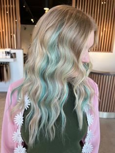 Aquamarine Hair, Blonde And Blue Hair, Mermaid Aesthetic, New Hair Colors, Blue Hair, Pink Hair, Dyed Hair, Blonde Hair