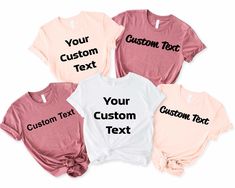 "-How to Purchase Please review all of the product photos before placing your order. Next, select your desired shirt size and color from the listing photos. Below the color option, you will find a personalization box where you can choose your design/lettering color from the \"Design and Lettering Color Chart\". For example, if you choose a light-colored shirt, you should select black design/lettering color. Once you have selected your desired shirt(s), add them to your cart. You can return to th Customizable Family Matching T-shirts, Customizable Casual Pink Shirt, Pink Cotton T-shirt With Custom Text, Family Pink T-shirt With Custom Print, Pink Custom Print T-shirt For Family Matching, Custom Text Cotton Shirt For Gift, Pink Custom Print T-shirt For Family, Family Matching Short Sleeve Tops, Family Matching Solid Color Short Sleeve Tops