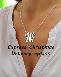 ••• Express Christmas delivery option (Delivery by Dec 24) - You can add it on checkout options, price is 18$. If you add this, please make sure you write the phone number on your order note box.•••  **On picture pendant size 1 with 16 chain**  Personalized Monogram necklace, choose 1-3 letters as you wish. Pendant size: 1, Rollo chain connected to both sides of the monogram. Thickness: 0.7mm I use 925 Sterling silver for pendant and chain.  **1 YEAR WARRANTY ON ALL ITEMS*** Want to see a pre... Monogram Jewelry For Personalized Valentine's Day Gift, Monogram Jewelry For Valentine's Day Personalized Gift, Silver Initial Necklace Gift For Mom, Silver Initial Necklace For Mom, Gift Monogram Sterling Silver Initial Necklace, Sterling Silver Monogram Initial Necklace Gift, Sterling Silver Initials Necklace For Mom, Silver Initial Pendant Necklace, Gift For Mom, Silver Pendant Initial Necklace For Birthday