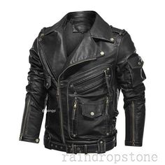 Fashion Men's Jacket Motorcycle Winter PU Leather Jacket Zip Casual Pocket Coat Color:Black Size:S-4XL Material: Faux Leather   Friendly Tips:  Photo color might be a little different from the actual product due to color display of different monitors. Please note this is in Asian sizing, smaller than western size e.g. UK, US, AU. Please check the measurements carefully before making a purchase. If you are not sure which size to buy, please provide height and weight, we will recommend a suitable Cyberpunk Wear, Heavy Metal Style, Jacket Men Fashion, Women Leather Jacket, Men Leather Jacket, Jordan Jackets, Chinese Zodiac Dragon, Mens Leather Jacket, Leather Jacket Men Style