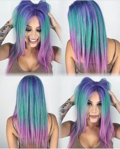 Winter To Spring Hair Color, Hip Hairstyles, Dreamy Hairstyles, Purple And Green Hair, Color Melts, Color Melt, Beautiful Hair Color