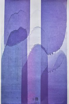 an abstract painting with purple and white stripes in the center, on top of a sheet of paper