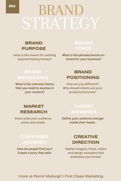 Fine-tune your brand's vision and purpose.
Uncover your unique value proposition.
Develop a captivating brand voice.
Elevate your visual identity to perfection. Branding Checklist, Business Strategy Management, Social Media Marketing Planner, Brand Marketing Strategy, Business Branding Inspiration, Startup Business Plan, Building A Brand, Social Media Marketing Instagram, Successful Business Tips