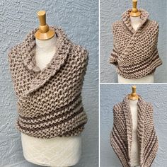 Hand Knit Outlander Inspired Season 4 Claire's Cowl, Chunky Knit, Shawl, Neck Warmer in beige color with taupe stripes. The shawl is made from 50% alpaca wool and 50% acrylic yarn. CARE: Wash in cold water, gentle cycle, lay flat to dry. The wing span is approximately: XS-S - 64-66 inches, M-L - 72-74 inches, XL-1x - 80-82 inches. The knitted fabric is flexible and stretchy. All items are made from a high quality yarn in a pet and smoke free home studio. Knit Play Love is a one-woman operation. One Size Knit Shawl Knitting Pattern, One Size Knitting Pattern For Acrylic Yarn Scarf, One-size Acrylic Yarn Scarf Knitting Pattern, One Size Knitted Yarn Shawl, Knitting Pattern For Yarn Shawl, One Size Knitted Shawl Made Of Yarn, Knitted Yarn Shawl, Yarn Shawl Knitting Pattern, Hand Knitted Acrylic Shawl One Size