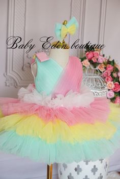 First class free shipping to usa only price is for dress+headpiece +free shipping to USA+headband Rainbow Frocks For Kids, Usa Headband, 1st Birthday Dresses, Cedar Grove, Special Dress, Ankara Gown, Ankara Gown Styles, Tutu Dresses, Baby Dress Design