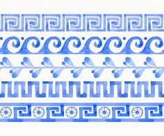 an artistic blue and white pattern on a piece of paper