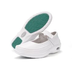 • Upper Material: Split Leather• Toe Shape: Round Toe• Sole Material: Rubber• Closure Type: Hook and Loop• Fit: Fits true to size, take your normal size• Insole Material: Latex• Summer Season• Item # L071• Width Options: B - Medium• Import Product  • Shipping Worldwide White Nursing Shoes, Nursing Work, All Black Shoes, Brand Name Shoes, Buckled Flats, Women's Espadrilles, Korean Fashion Casual, Nursing Shoes, Leather Flat Shoes