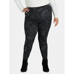 Terra and Sky's Plus Size Leggings are a must-have in every closet. These plus size leggings come in a variety of colors and fun prints and patterns, crafted in super stretchy fabric for effortless comfort and style. A high-waist waistband designed for tummy control keeps your look sleek while bending and stretching. Whether you're exercising or running everyday errands, these cute and cozy leggings are perfect for you! Only at Walmart. Size: 0X.  Color: Black.  Gender: female.  Age Group: adult. Printed Sports Leggings, Sky Clothing, Running Everyday, Basic Leggings, Thermal Leggings, Spandex Pants, Legging Fits, Reebok Women, Plus Size Leggings