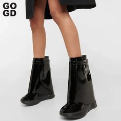 GOGD Luxury Fashion New 2023 Women's Autumn Winter Mid-Calf Boots Shark Lock Platform Round Toe Boots Wedge Heels Vintage Shoes Dropshipping and Wholesale service We support fulfill order via CSV & XLS sheet etc for dropshipping We promise send without any invoice，price tag or promotion. Fast shipping within 48 hours & professional service. If you need dropshipping or wholesale please contact us and we can offer good price. Please add our store to your favorite store and you can get our new arrivals and discounts in a timely manner.Thank you! Winter Wedge Heel Boots, Black Wedge Boots With Flat Heel For Spring, Black Flat Heel Wedge Boots For Spring, Trendy Fall Wedge Sneakers, Black High Ankle Wedge Boots For Spring, Trendy Black Wedge Boots, Black Wedge Heel Boots For Winter, Trendy Black Platform Boots With Wedge Heel, Black Winter Platform Boots With Wedge Heel