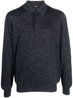 pullover polo shirt from KITON featuring navy blue, silk blend, polo collar, long sleeves and fitted-cuff sleeves. | Kiton Pullover Polo Shirt Button Down Polo, Blue Silk, Polo Collar, Cuff Sleeves, Collar Shirts, Mens Polo, Fashion Branding, Polo Shirt, Cashmere